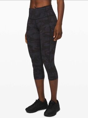 Lululemon | Fast and Free Crop II 19" Camo Multi Grey $118 | 6